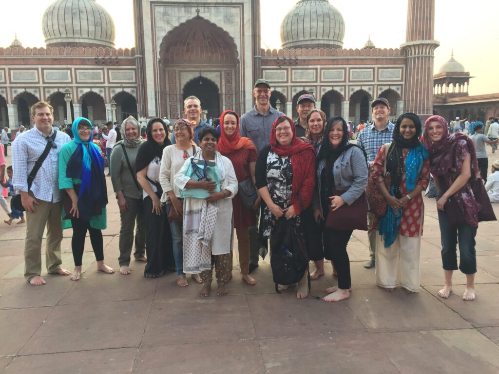 2018 Fulbright-Nehru International Educational Administrators Program participants from the United States at one of the largest and best-known mosques in India, Jama Masjid, located in Old Delhi.