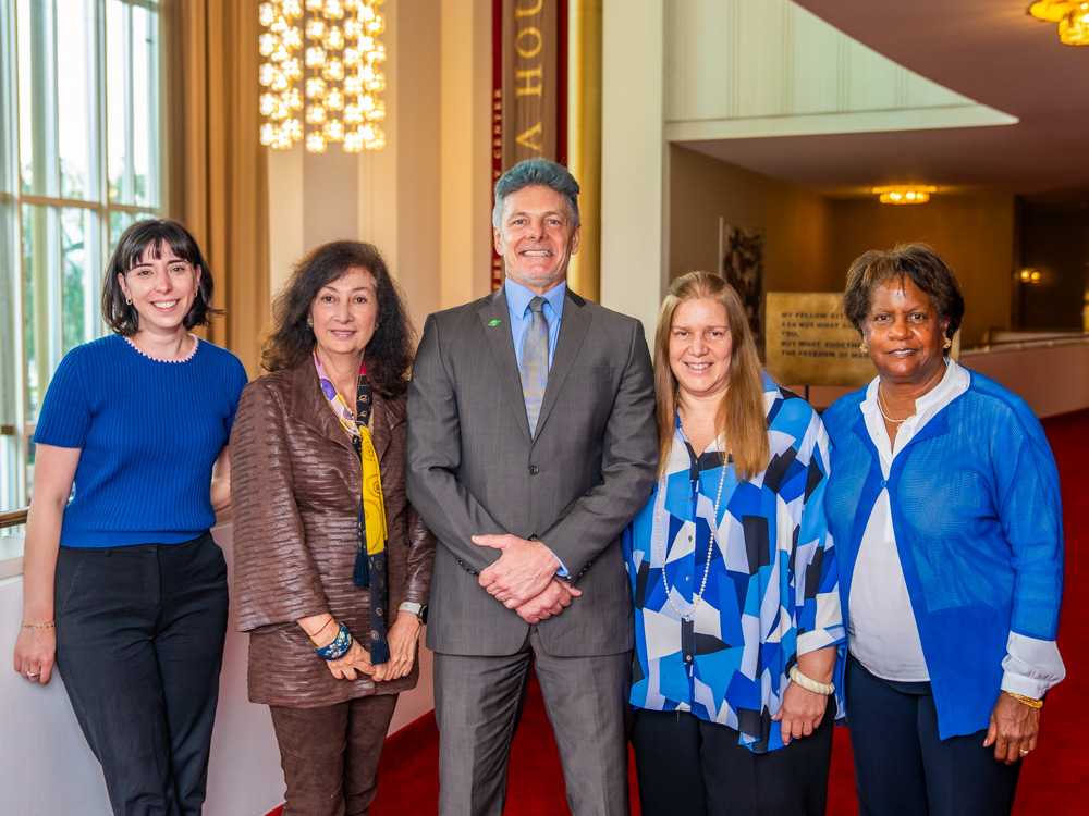 Kennedy Fellows standing with Gilda Almeida and Alicia Adams at Kennedy Center.