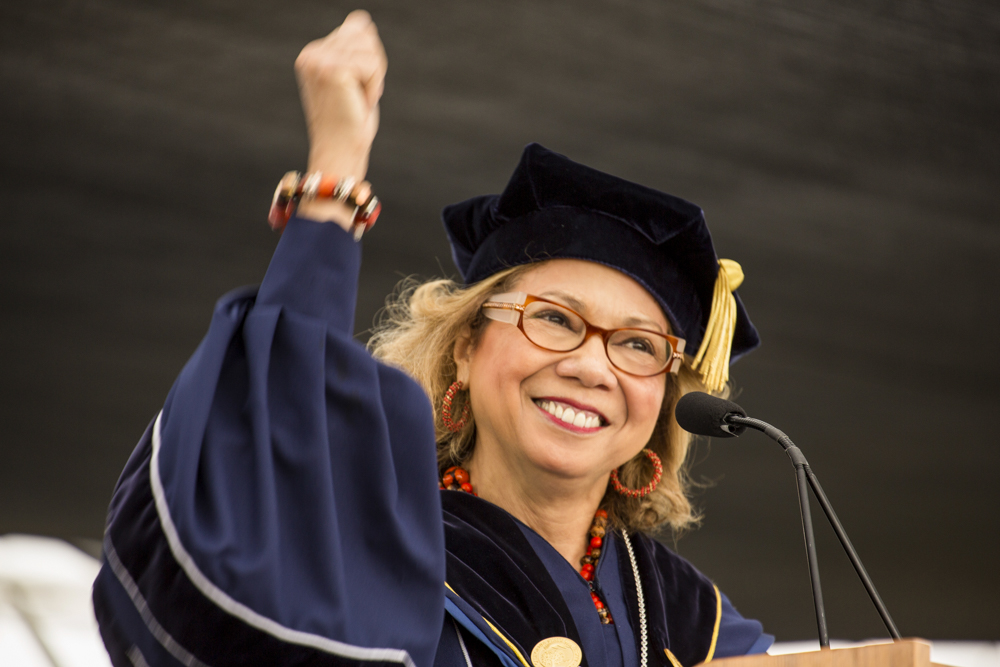 Mildred Garcia wearing academic regalia.